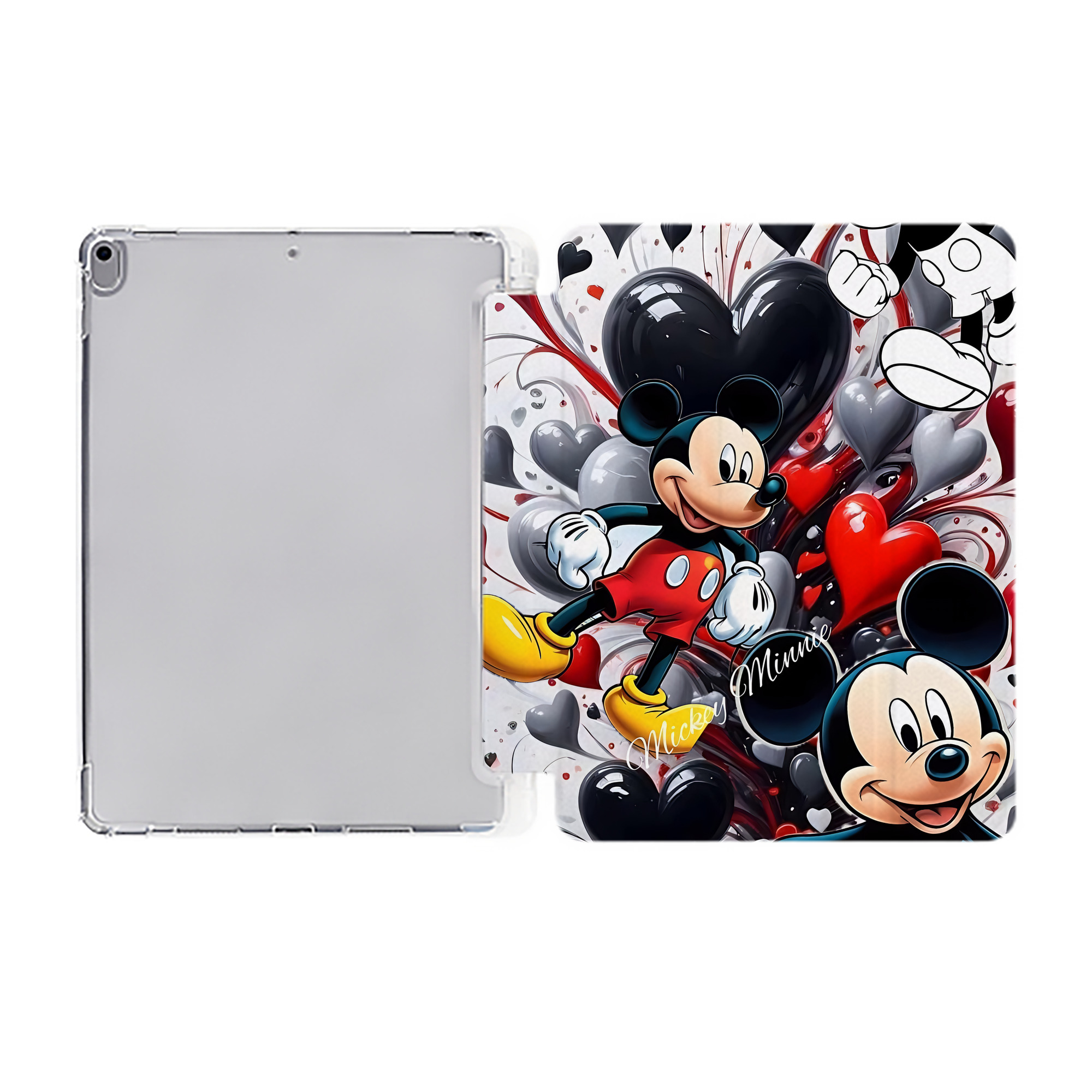（画像用） ミッキーマウス Mickey Mouse IPad ケース ペン収納付き 三つ折りスタンド PUレザー×シリコン 対応機種9.5/10.5/10.9インチ
